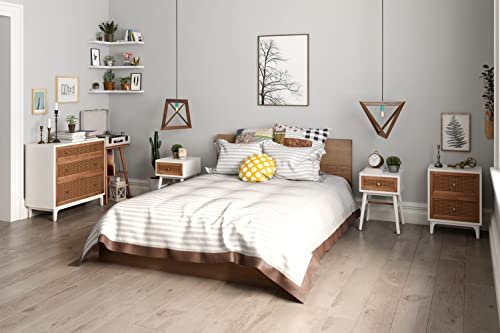 COZAYH Set of 2 Fully-Assembled Modern Farmhouse Clean-Lined Nightstand, End Table with 1 Drawer,Distressed White - color: Distressed White, style: 1 Drawer/2 pack