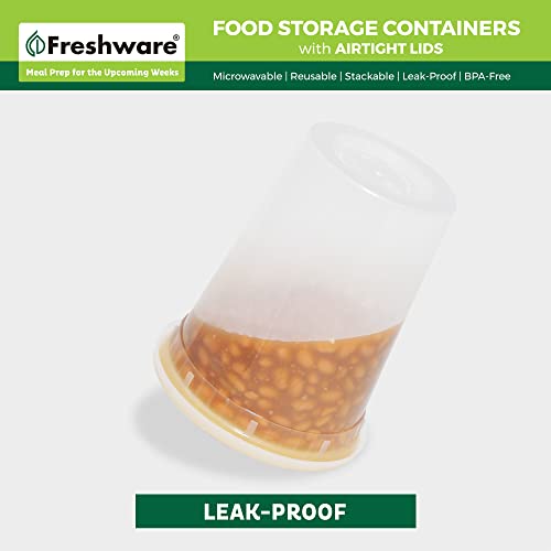 Freshware Food Storage Containers [24 Set] 32 oz Plastic Deli Containers with Lids, Slime, Soup, Meal Prep Containers | BPA Free | Stackable | Leakproof | Microwave/Dishwasher/Freezer Safe - size: 32 oz - 24 Sets