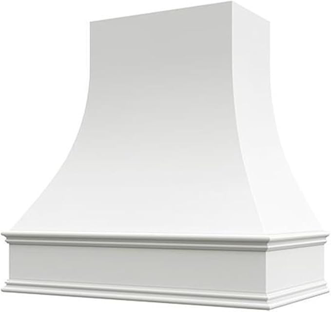 Curved Range Hood (31.5" W x 48" H) – Handcrafted in the USA – Premium Cabinet-Grade Plywood & White Maple Veneer – Seamless Fit with TradeWinds Ventilation Units – High-End Kitchen Focal Point