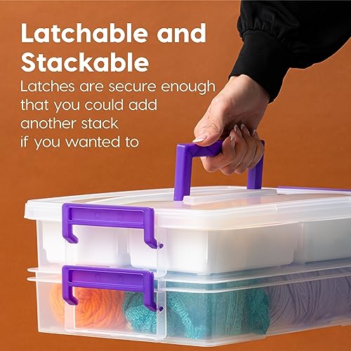 IRIS USA 9 Qt. Plastic Craft Storage Container Bins with Lids, 1 Pack, Small Art & Office Supply Organizer Tote, Sensory Bins & Boxes for Home & University, Latchable, Stackable, Portable, Clear - size: 9 Qt. - 1 Pack, style: STACK & CARRY - 2 Layered
