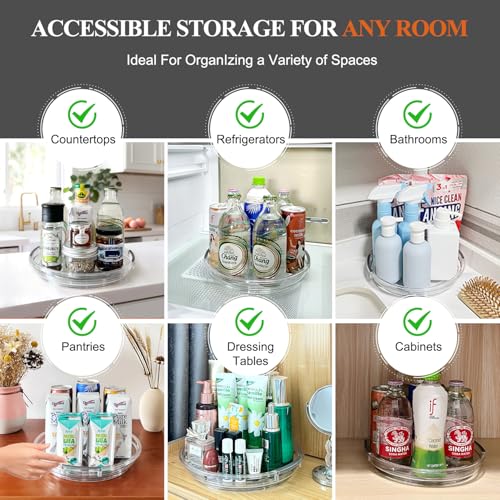 Clear Lazy Susan Organizer Turntable for Cabinet Table Top, 9.25 Inch 4 Pack 360 Rotating Spinning Makeup Organizer for Vanity, Kitchen Storage Rack Heavy-Duty Pantry Spices Tray Countertop Organizer - size: 9.25 inch 4 Pack