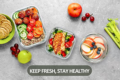 24-Piece Glass Food Storage Containers with Locking Lids,Glass Meal Prep Containers Set - Airtight Lunch Containers, Microwave, Oven, Freezer and Dishwasher,Green - color: Green