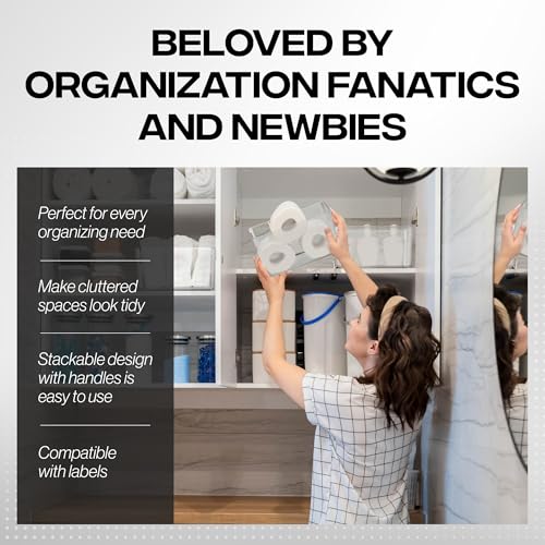 ClearSpace Clear Plastic Storage Bins – Pantry Organizers & Storage Containers, Cabinet Organizer - Home Organization Must Haves for Kitchen, Laundry Room, Office, Closet, Garage & Freezer - size: 4 Pack