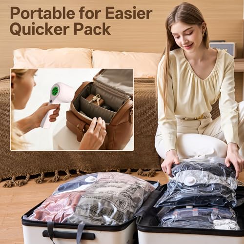 Vacuum Storage Bag with Rechargeable Cordless Pump, 15 Pack Vacuum Seal Space Saver Bags for Clothing Clothes Travel Home - size: 15 Bags with Cordless Pump