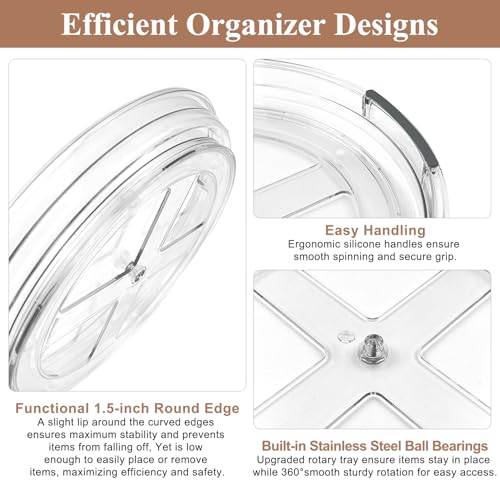 Clear Lazy Susan Organizer Turntable for Cabinet Table Top, 9.25 Inch 2 Pack 360 Rotating Spinning Makeup Organizer for Vanity, Kitchen Storage Rack Heavy-Duty Pantry Spices Tray Countertop Organizer - size: 9.25 inch 2 Pack