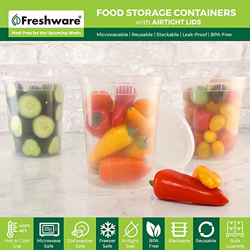 Freshware Food Storage Containers [240 Set] 32 oz Plastic Deli Containers with Lids, Slime, Soup, Meal Prep Containers | BPA Free | Stackable | Leakproof | Microwave/Dishwasher/Freezer Safe - size: 32 oz - 240 Sets