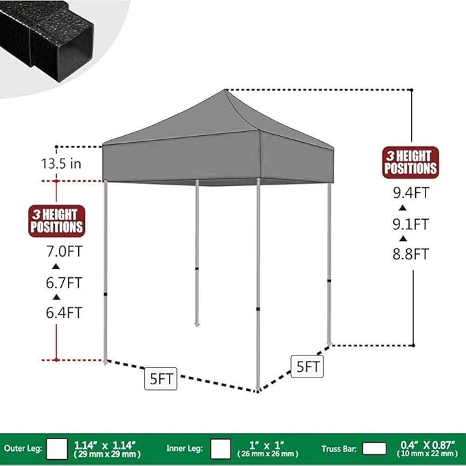 Eurmax USA Standard 5'x5' Patio Pop Up Canopy Tent Commercial Instant Canopies with Heavy Duty Roller Bag,Bonus 4 Sand Weights Bags (Burgundy)