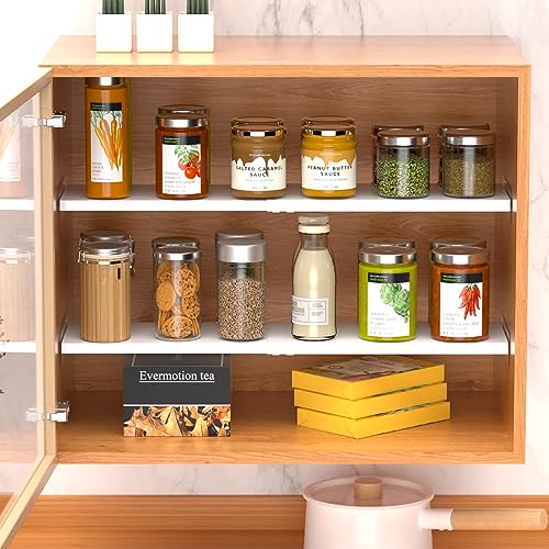 Closet Organizer Shelves Expandable Cabinet Tension Shelving Rack Heavy Duty Metal DIY Shelf Divider for Wardrobe Cupboard Cabinet Pantry Kitchen Bathroom,White,3packs - size: 7.9"D x 16.9"-31.5"W-3PCS