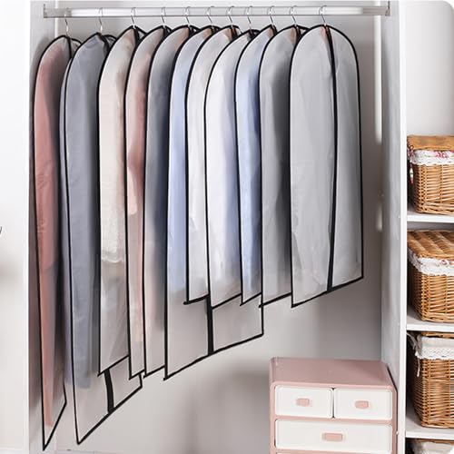 Clear Suit Bags for Closet Storage,40" Garment Bag for Storage,12 pack Garment Bags for Hanging Clothes,Breathable Lightweight Dust Proof Cover with Study Full Zipper for Coats,Jackets - size: 12pcs 24'' x 40''