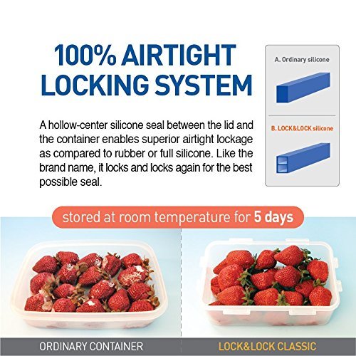 (Pack of 3) LOCK & LOCK Airtight Rectangular Tall Food Storage Container 43.96-oz / 5.49-cup