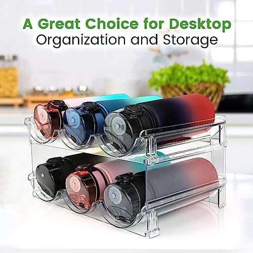spospo Water Bottle Organizer for Cabinet, 4 Pack Water Bottle Organization and Storage Shelf, Plastic Water Bottle Holder Rack for Fridge, Kitchen, Desktop - size: 4 Pack