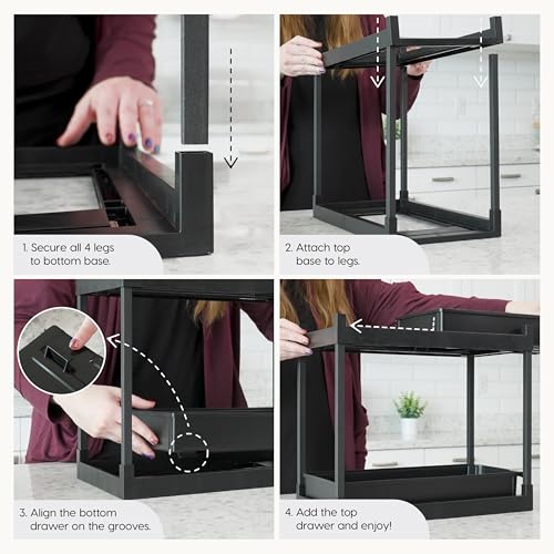 IRIS USA Under Sink Organizer, 2 Pack, Pull Out Under Cabinet Organizers and Storage, Kitchen Shelf Pantry Bathroom Under Counter, Cleaning Supplies, Vertical Spice Rack Slide Out Drawer, Easy Install - size: 2 Pack