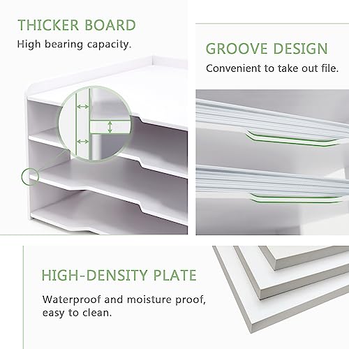 SONGWAY Scrapbook Paper Organizer 12x12-4 Tier File Organizer for Desk, 12x12 Stackable Scrapbook Paper Storage Trays, Desktop File Storage Cube for Home Office School - size: 4 Tier