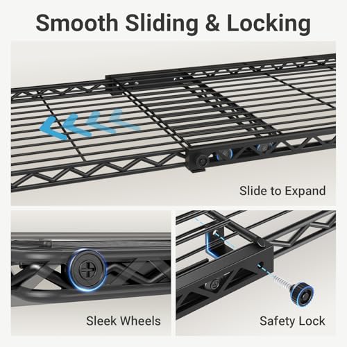 VIPEK X2 Expandable Reach-in Closet Racks Adjustable from 3'3" to 4'8" Portable Open Walk-in Closet Rack System with Flexible Shelves and Hanger Rods Clothing Rack for Hanging Clothes, Black - color: Black