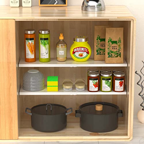 Closet Organizer Shelves Expandable Cabinet Tension Shelving Rack Heavy Duty Metal DIY Shelf Divider for Wardrobe Cupboard Cabinet Pantry Kitchen Bathroom,White,3packs - size: 7.9"D x 16.9"-31.5"W-3PCS