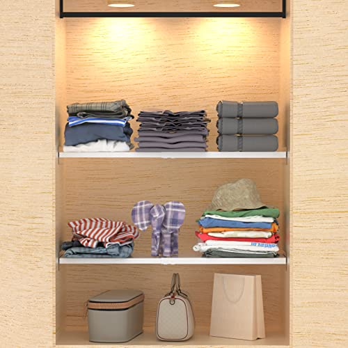 Closet Organizer Shelves Expandable Cabinet Tension Shelving Rack Heavy Duty Metal DIY Shelf Divider for Wardrobe Cupboard Cabinet Pantry Kitchen Bathroom,White,3packs - size: 7.9"D x 16.9"-31.5"W-3PCS