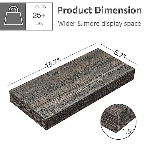 QEEIG Floating Shelves for Wall Bathroom Shelf Bedroom Kitchen Living Room Farmhouse Small Book Shelf 16 inch Set of 4, Grey (015-GY4) - color: D. Grey, size: 4pcs
