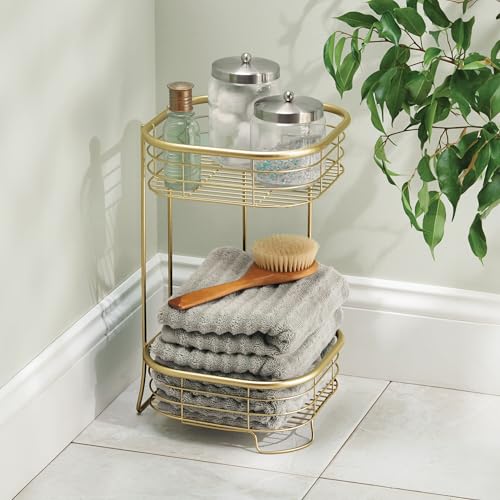 iDesign 2-Tier Bathroom Freestanding Square Shower Caddy Organizer - Gold - color: Gold