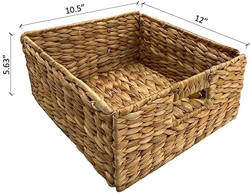 eHemco 3 Tier X-Side End Storage Cabinet with 3 Wicker Baskets, Walnut - color: Walnut, size: 14"D x 14"W x 25"H (3 Drawers)