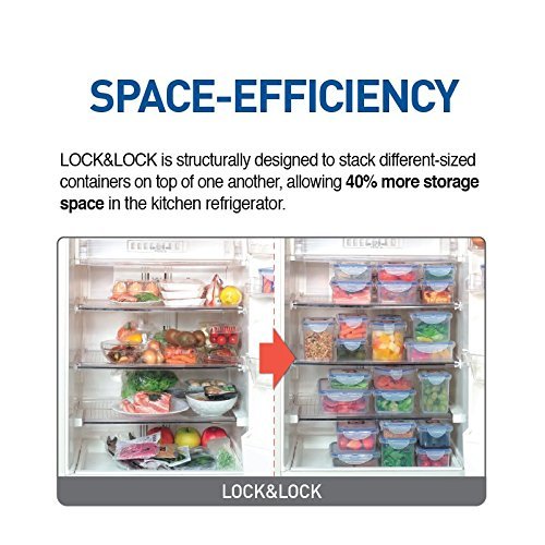 (Pack of 3) LOCK & LOCK Airtight Rectangular Tall Food Storage Container 43.96-oz / 5.49-cup