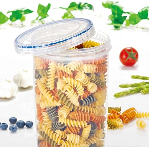 LOCK & LOCK Easy Essentials Twist Food Storage lids/Airtight containers, BPA Free, Tall-44 oz-for Pasta, Clear - size: 44 Ounce