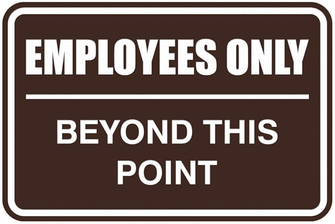 All Quality Classic Framed Employees Only Beyond This Point Wall or Door Sign | Easy to Install Business Signage - Large (Dark Brown) 1 Pack