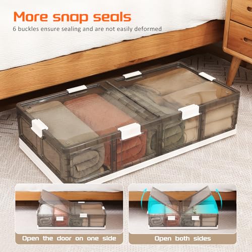 Under Bed Storage Containers with Wheels - Stackable, Foldable Plastic Storage Boxes with Lids for Clothes, Shoes, Blankets - Perfect for Bedroom Organization and Dorms (2 Pack-25.2''x16.5''x7.9'') - size: 2 Pack-25.2''x16.5''x7.9''