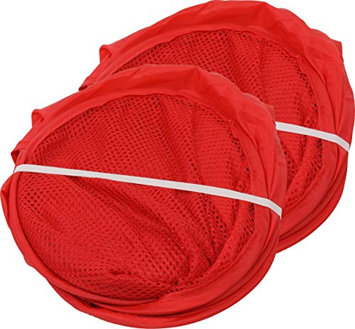 Simple Houseware Mesh Pop-Up Laundry Hamper Basket with Side Pocket, Red - 2 Pack - color: Red, size: 2 Pack