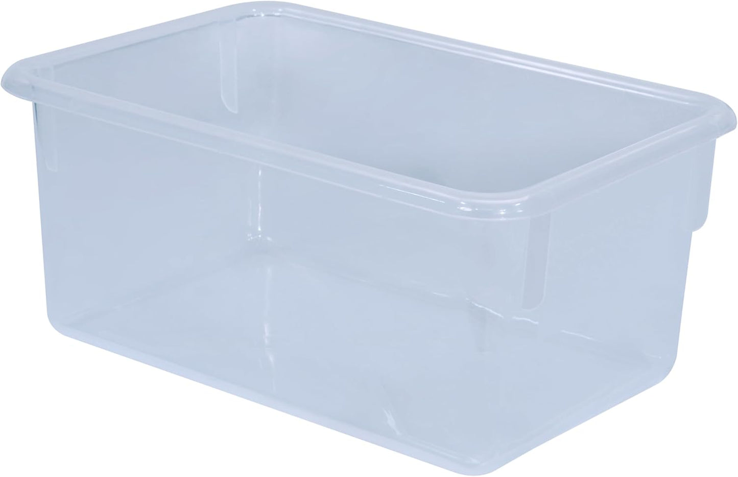Wood Designs Cubby Storage Bin, Heavy Duty Plastic Containers for Kids Translucent Clear Cubby Tray Set of 12