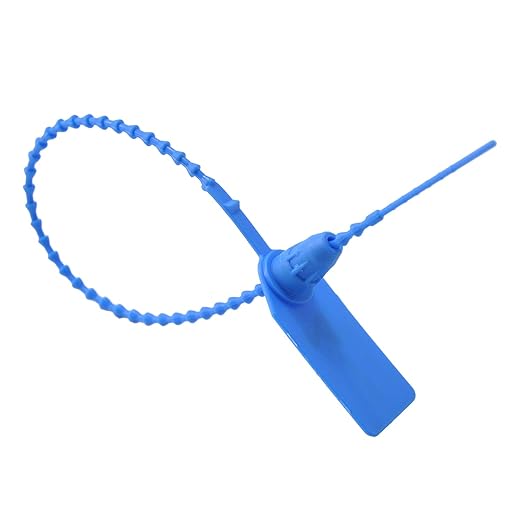 200 Blue Plastic Tamper Seals, Zip Ties Numbered for Fire Extinguishers Pull Tite Security Tags Disposable Self-Locking Safety Ties 250mm Length