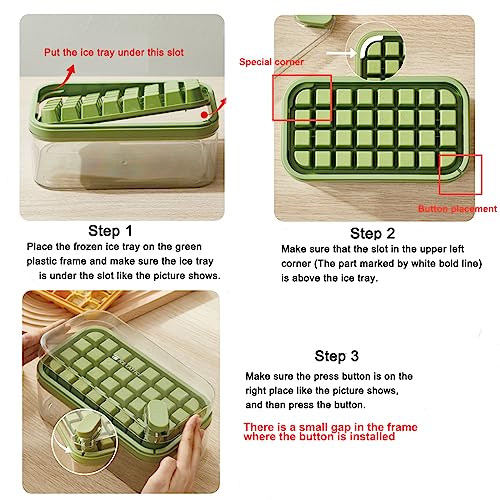 Ice Cube Tray with Lid and Bin, 2 Pack for Freezer, 64 Pcs Ice Cube Mold (White) - color: White