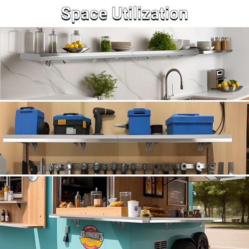 Folding Concession Shelf 12" x 96", Spliced Style Drop Down Concession Serving Window, Stainless Steel Folding Shelf Serving Food Shelf for Windows - size: 12" x 96"