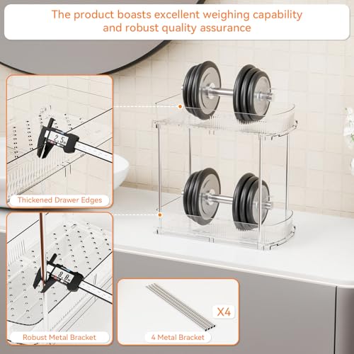 Yieach 2 Pack 13.8″ Deep 2 Tier Under Sink Storage Organizer,Large Pull Out Bathroom Organizers and Storage,Slide Out Acrylic Undersink Storage Shelf,Kitchen Under Sink Organizer for Cleaning Products - style: 2 Pack-2 Tier