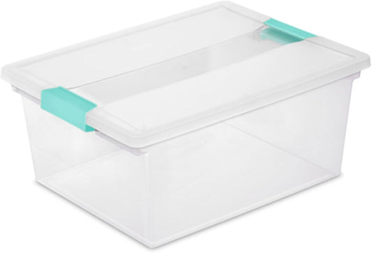 Sterilite 4-Pack Clip Box, Stackable Clear Plastic Bins with Latching Lids, Deep - Writing, Arts or Crafts Supplies Storage Containers for Home, Office, Classroom and Workshop Organization