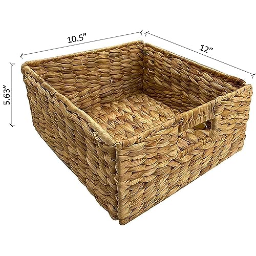 eHemco 4 Tier X-Side End Storage Cabinet with 4 Wicker Baskets, Walnut - color: Walnut, size: 14"D x 14"W x 32.1"H (4 Drawers)
