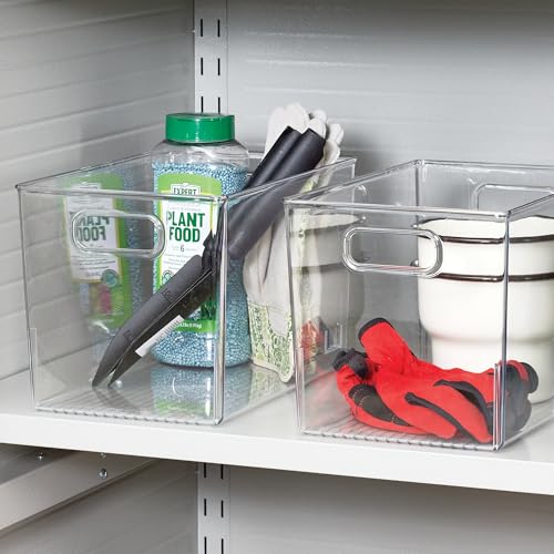 iDesign Storage Bins with Handles - Organizer Bins for Kitchen, Pantry, Bathroom, or Home Office - Set of 2 - Clear - style: Pack of 2