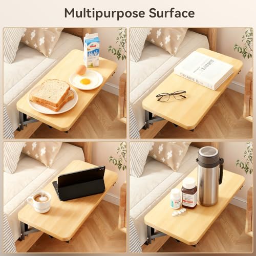 Versatile Foldable Bedside Shelf, Wooden Clip-On Bed Tray Table for Bunk Bed & Dorm Beds, Dorm Room Essentials Organizer for College Students, Floating Tray, Space Saving Nightstand for Loft Beds