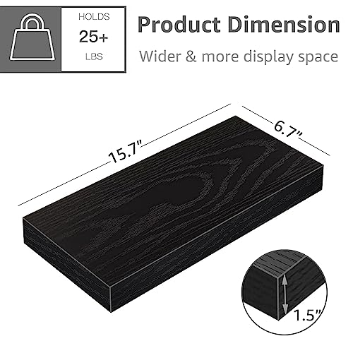 QEEIG Floating Shelf for Wall Bathroom Shelves Bedroom Kitchen Living Room Farmhouse Small Book Shelf 16 inch Set of 1, Black (015-B1) - color: C. Black, size: 1pc