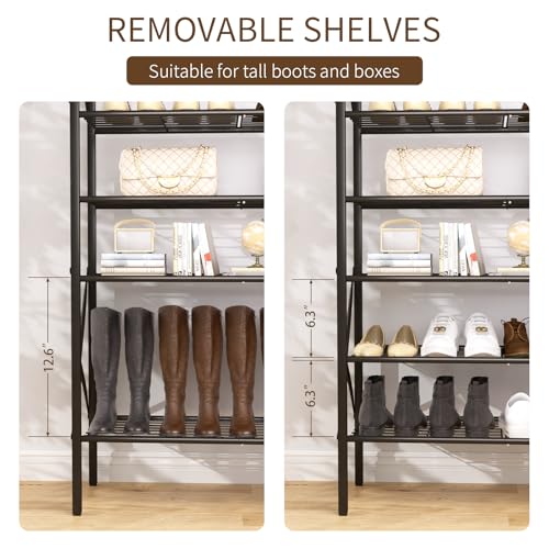 8 Tiers Shoe Rack, Large Capacity Shoe Rack Holds 32 Pairs of Shoes, Durable and Stable, Adjustable Metal Shelf Stackable Shoe Shelf for Entryway, Hallway, Living Room, Closet - color: Black, size: 27.8" x 10.8" x 52.6"
