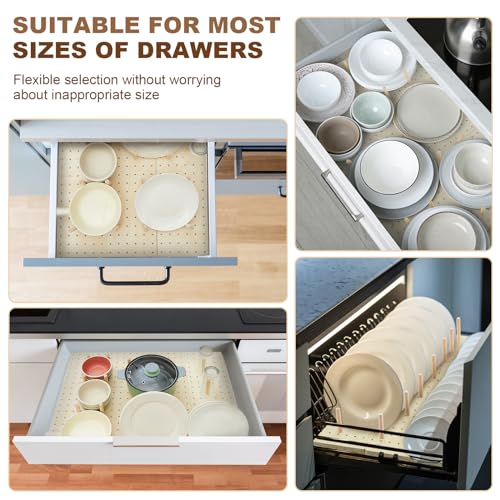 Kigley 3 Pcs Wood Pegboard Drawer Organizer with 32 Pegs Wooden Peg Board Drawer Shelf Organizer Adjustable Peg System for Dishes Plate Pot Container Cookware Utensil Kitchen(20.98 x 5.91 in) - size: 20.98 x 5.91 in