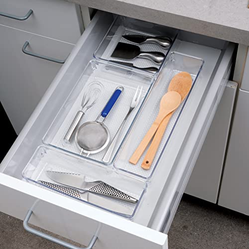 Oggi Clear Drawer Organizer - 3" X 9.5" - Ideal for Organizing Kitchen Drawers, Office, Desk, Silverware, Kitchen Utensils, Cosmetics and Bathrooms - size: 3" by 9"