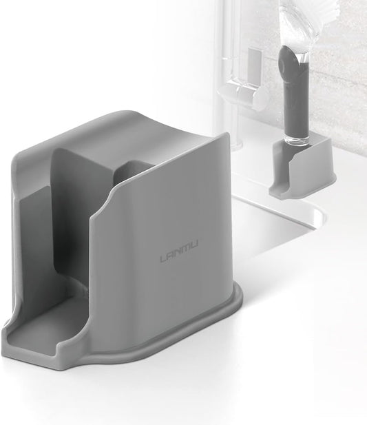 LANMU Dish Brush Holder Compatible with OXO Soap Dispensing Brush (Old Version), Dish Wand Caddy Storage for Kitchen Sink Counter, Auto-Draining, Silicone