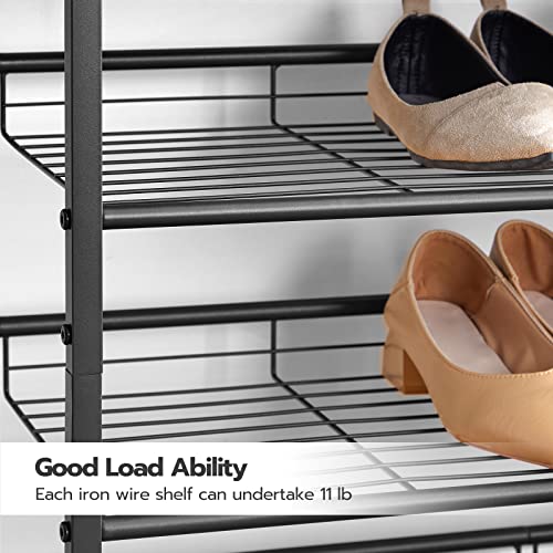 HOOBRO Shoe Rack, 4 Tier Shoe Organizer for Front Door Entrance, Shoe Shelf with Adjustable Tilt Angle, Holds 12-16 Pairs, for Entryway, Garage, Closet, Rustic Brown and Black BF09XJ01 - size: 29.5"L x 11.4"W x 23.2"H