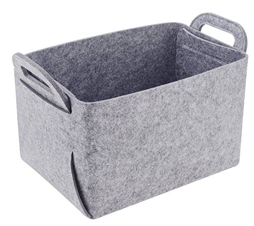 Storage Basket Felt Storage Bin Collapsible& Convenient Box Organizer with Carry Handles for Office Bedroom Closet Babies Nursery Toys Laundry (Light grey, 17.9inch（L）×12.2inch（W）×11.6inch（H）) - color: Light grey, size: 17.9inch（L）×12.2inch（W）×11.6inch（H）