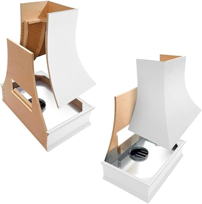 Curved Range Hood (31.5" W x 48" H) – Handcrafted in the USA – Premium Cabinet-Grade Plywood & White Maple Veneer – Seamless Fit with TradeWinds Ventilation Units – High-End Kitchen Focal Point