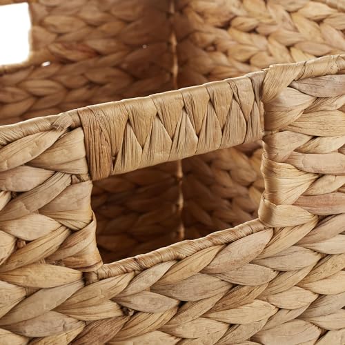 Casafield 10.5" x 10.5" Water Hyacinth Storage Baskets, Natural - Set of 4 Collapsible Cube Organizers, Woven Bins for Bathroom, Bedroom, Laundry, Pantry, Shelves - size: 4-Pack