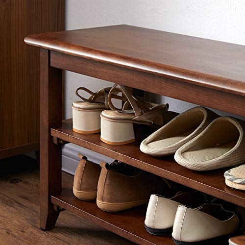XKZG Storage Bench Wooden Shoe Rack Bench Rustic Solid Wood Entryway Bench (Brown,39.4") - color: Brown, size: 39.4"W x 11.8"D x 16.5"H