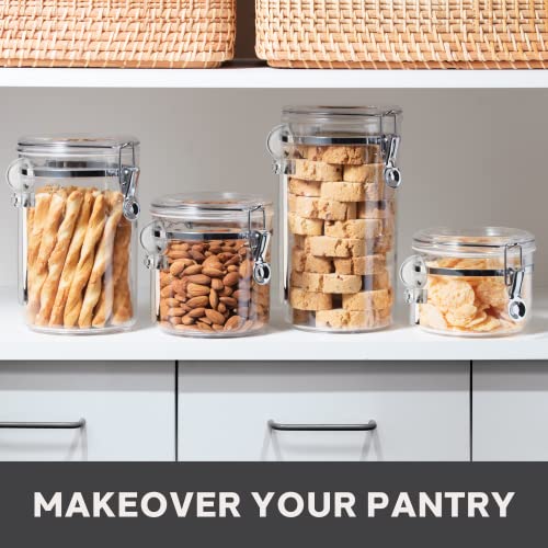 Oggi 4pc Clear Canister Set with Clamp Lids Airtight Containers in Sizes Ideal for Kitchen & Pantry Storage of Bulk, Dry Foods Including Flour, Sugar, Coffee, Rice, Tea, Spices & Herbs (Pack of 3) - size: 4-Piece Set (Pack of 3)