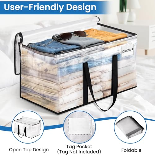 RoomHacks Clear Heavy Duty Extra Large Moving Supplies Storage Bags with Reinforced Handle and Double Zipper, Alternative to Moving Box (8 Packs) - size: 88L- 8Packs