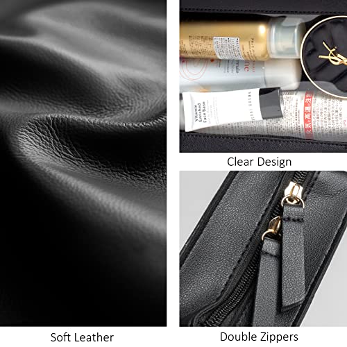LETGO Clear Makeup Bags, TSA Approved Toiletry Bag with Zipper, Clear Makeup Organizer Fit Carry-on Travel Essentials,Car Essentials for Women Men (C-Black) - color: C-Black